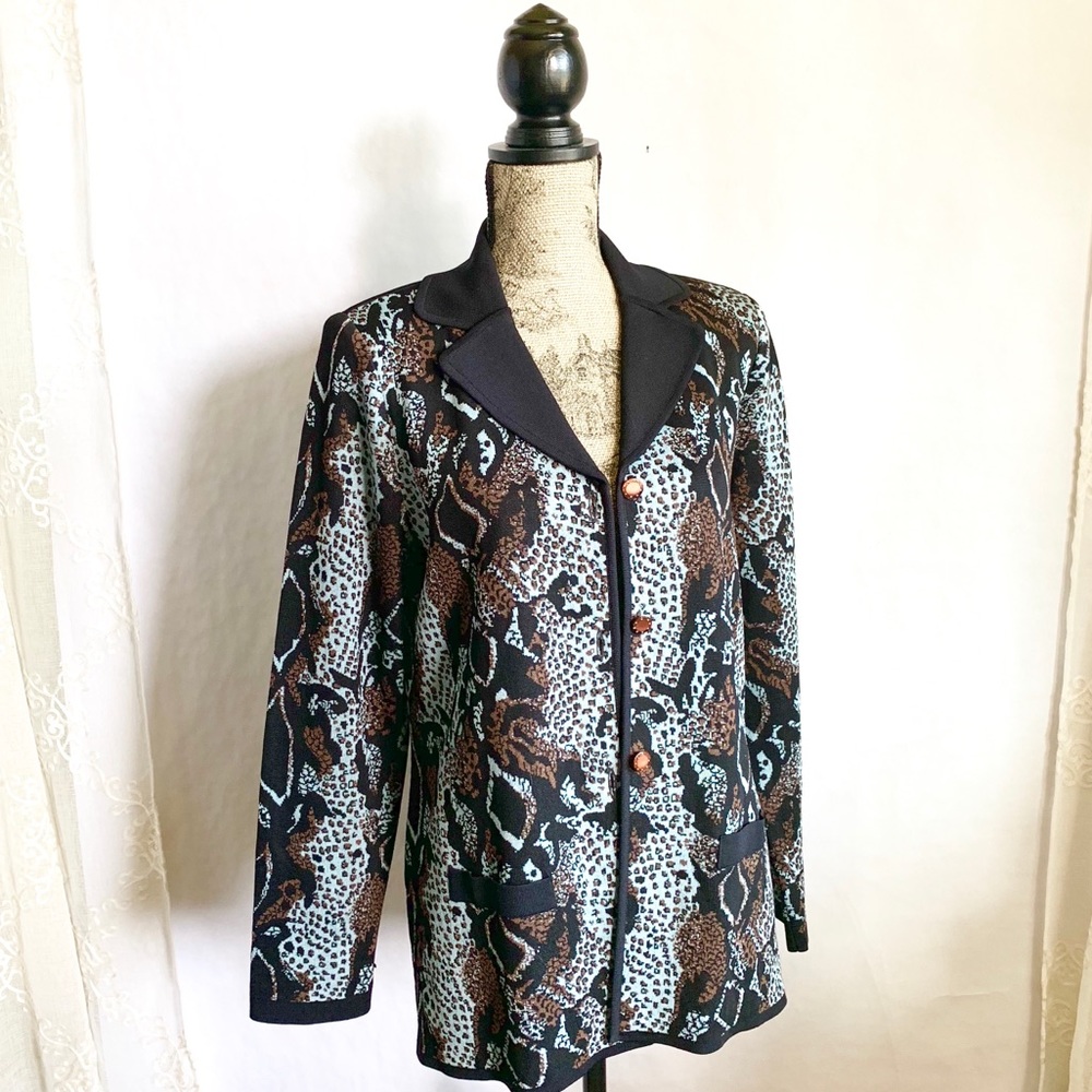 Misook Snake Pattern Cardigan Blazer - image 5